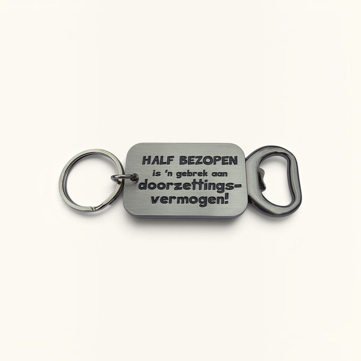 Sleutelhanger Flesopener - Half bezopen is
